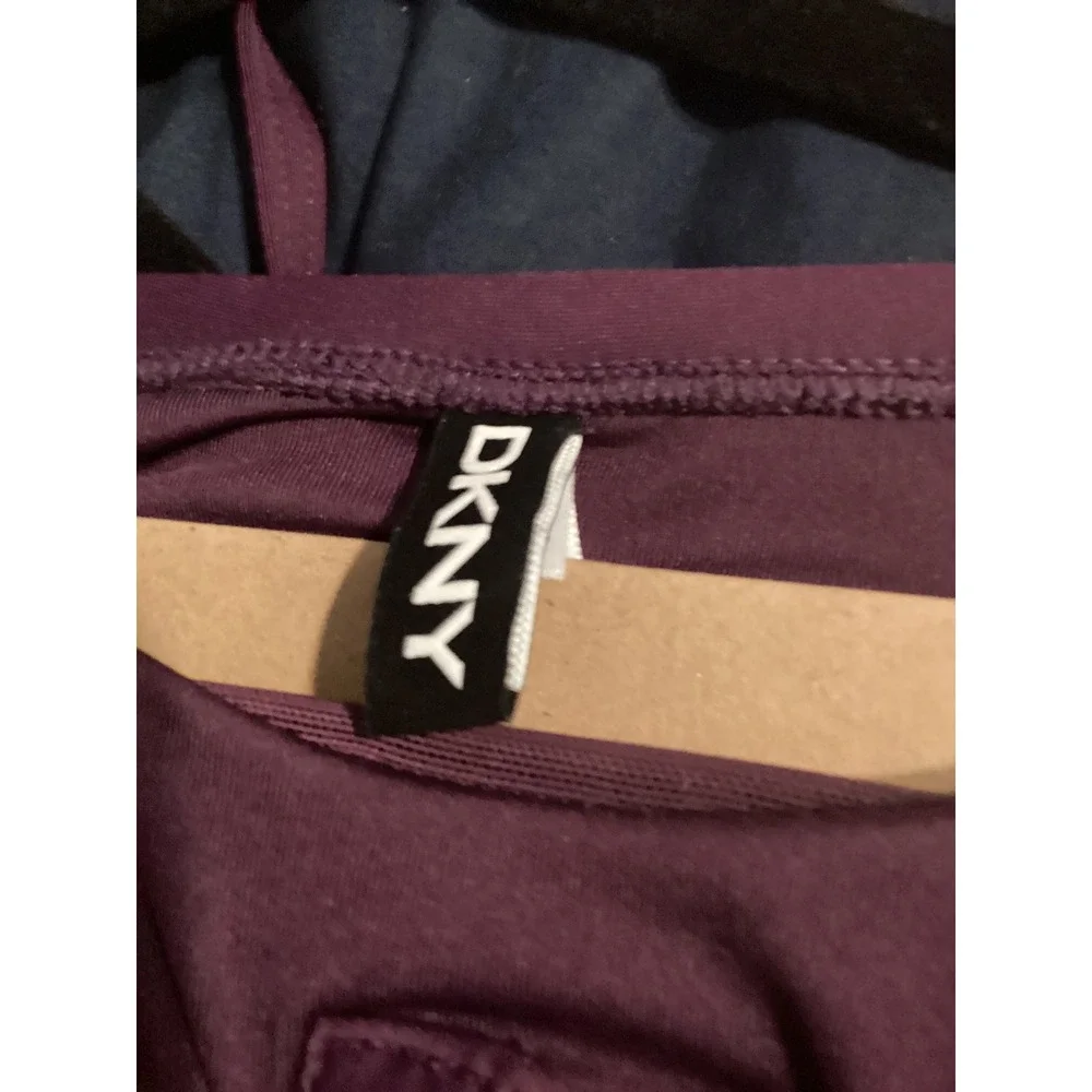 DKNY Womens Ruched One Piece Swimsuit Purple Slimming Sweetheart‎ Neck Size S - Picture 4 of 5